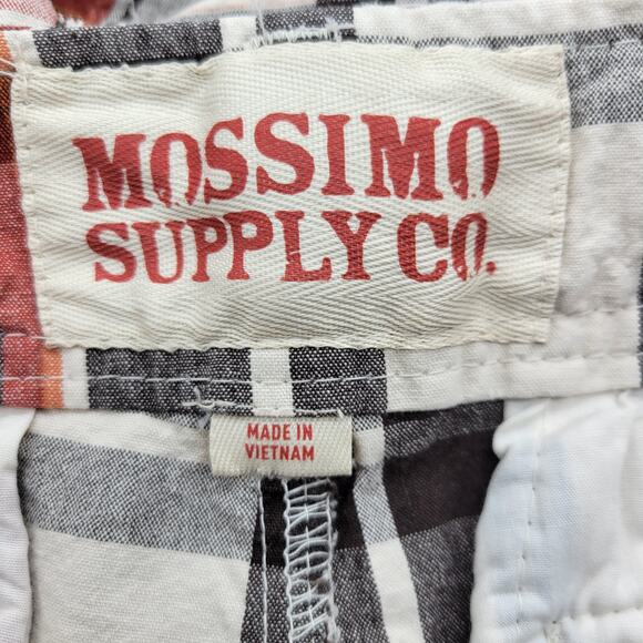 Mossimo Men's Flat Front Bermuda Shorts Size 32 Orange Plaid 100% Cotton Golf - Picture 7 of 12